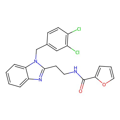 N-{2-[1-(3,4-dichlorobenzyl)-1H-benzimidazol-2-yl]ethyl}furan-2-carboxamide structure