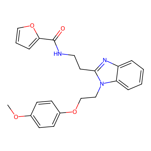 N-[2-[1-[2-(4-methoxyphenoxy)ethyl]benzimidazol-2-yl]ethyl]furan-2-carboxamide structure
