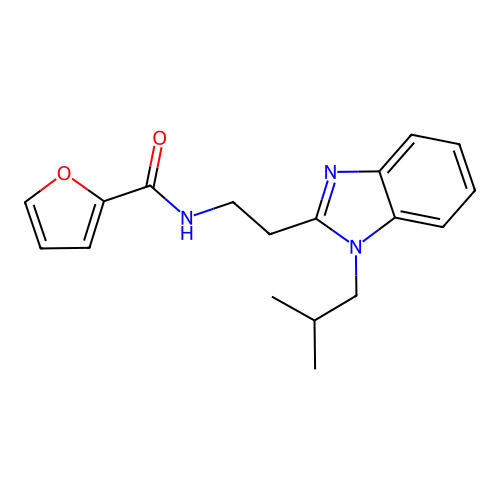 N-[2-[1-(2-methylpropyl)benzimidazol-2-yl]ethyl]furan-2-carboxamide structure