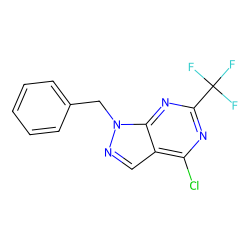 1-benzyl-4-chloro-6-(trifluoromethyl)-1H-pyrazolo(3,4-d)pyrimidine structure