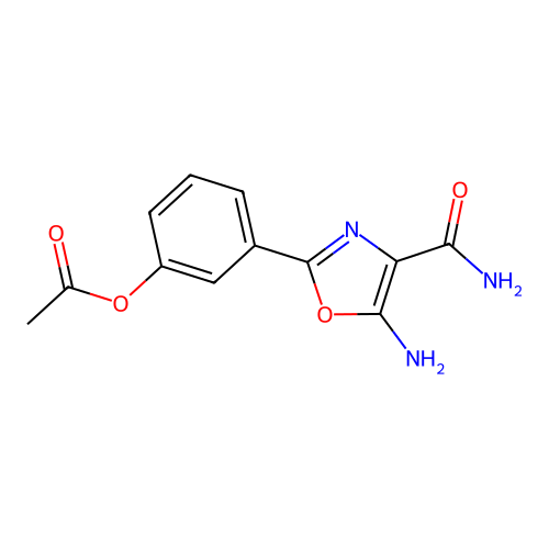 3-(5-Amino-4-carbamoyl-1,3-oxazol-2-yl)phenyl acetate structure