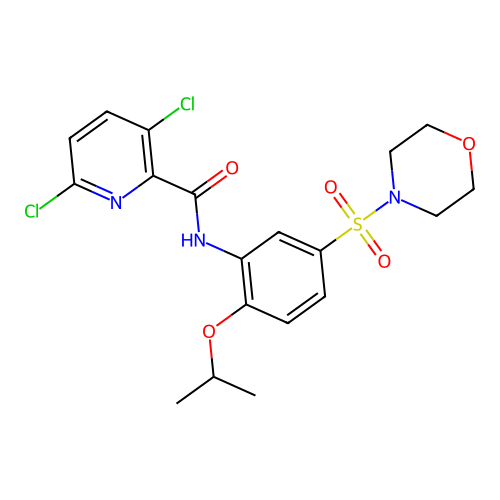 3,6-dichloro-N-(5-morpholin-4-ylsulfonyl-2-propan-2-yloxy-phenyl)pyridine-2-carboxamide structure