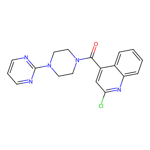2-Chloro-4-[4-(pyrimidin-2-yl)piperazine-1-carbonyl]quinoline structure