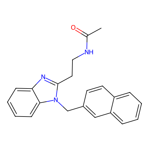 N-(2-{1-[(naphthalen-2-yl)methyl]-1H-1,3-benzodiazol-2-yl}ethyl)acetamide structure