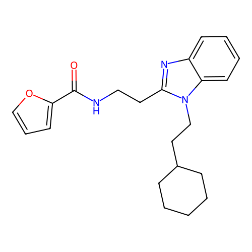 N-[2-[1-(2-cyclohexylethyl)benzimidazol-2-yl]ethyl]furan-2-carboxamide structure