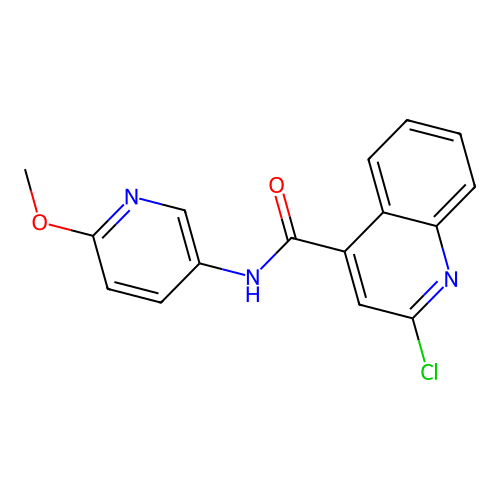 2-chloro-N-(6-methoxypyridin-3-yl)quinoline-4-carboxamide structure