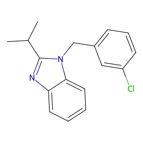 1-(3-chlorobenzyl)-2-(propan-2-yl)-1H-benzimidazole structure