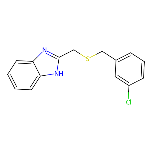 2-({[(3-chlorophenyl)methyl]sulfanyl}methyl)-1H-1,3-benzodiazole structure