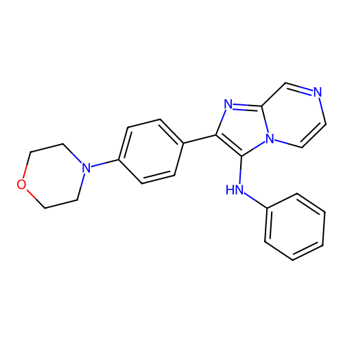 2-(4-morpholin-4-ylphenyl)-N-phenylimidazo[1,2-a]pyrazin-3-amine structure