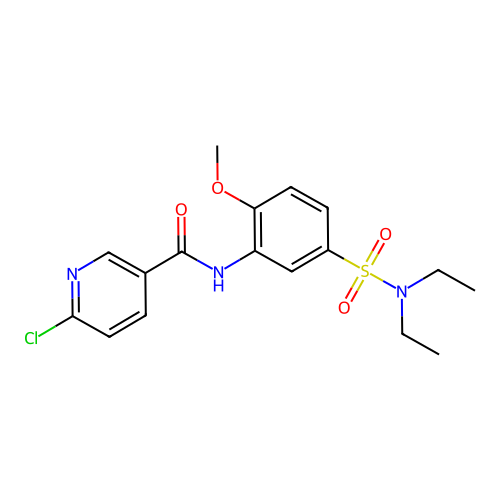 6-chloro-N-[5-(diethylsulfamoyl)-2-methoxyphenyl]pyridine-3-carboxamide structure