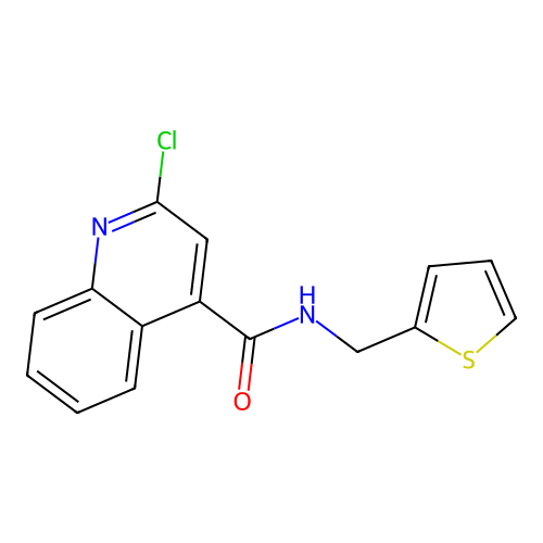 2-chloro-N-[(thiophen-2-yl)methyl]quinoline-4-carboxamide structure