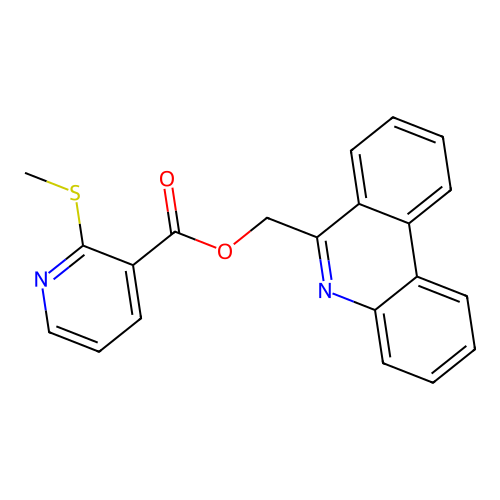 Phenanthridin-6-ylmethyl 2-methylsulfanylpyridine-3-carboxylate structure