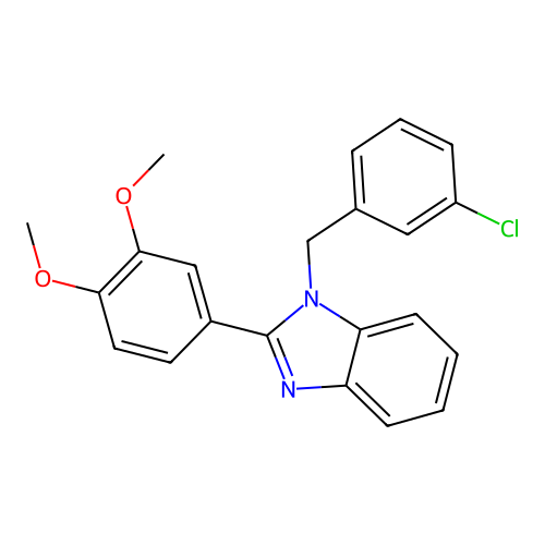 1-(3-chlorobenzyl)-2-(3,4-dimethoxyphenyl)-1H-benzimidazole structure