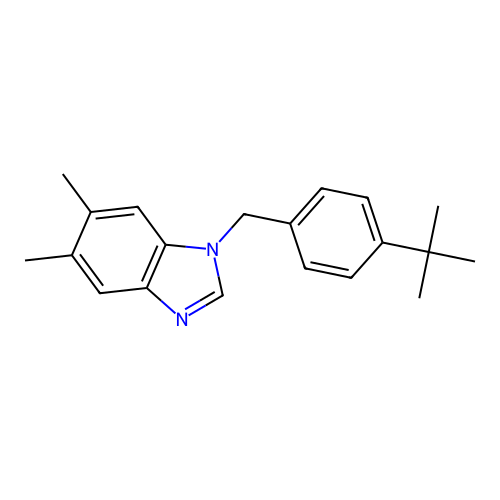 1-[(4-tert-butylphenyl)methyl]-5,6-dimethyl-1H-1,3-benzodiazole structure
