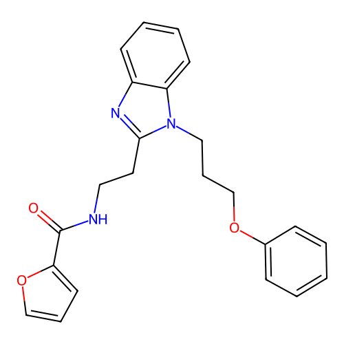 2-furyl-N-{2-[1-(3-phenoxypropyl)benzimidazol-2-yl]ethyl}carboxamide structure