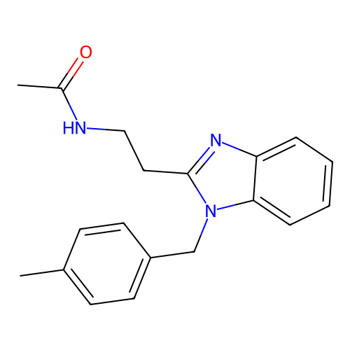 N-[2-[1-[(4-methylphenyl)methyl]benzimidazol-2-yl]ethyl]acetamide structure