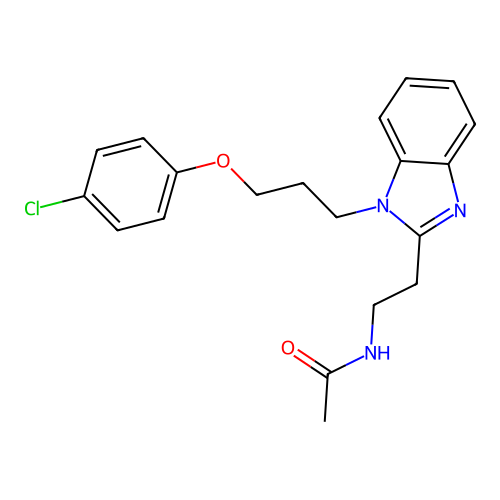 N-(2-{1-[3-(4-chlorophenoxy)propyl]-1H-1,3-benzodiazol-2-yl}ethyl)acetamide structure