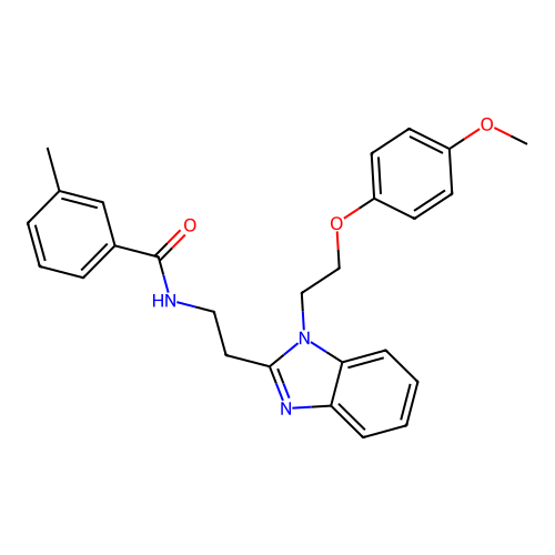 N-[2-[1-[2-(4-methoxyphenoxy)ethyl]benzimidazol-2-yl]ethyl]-3-methylbenzamide structure