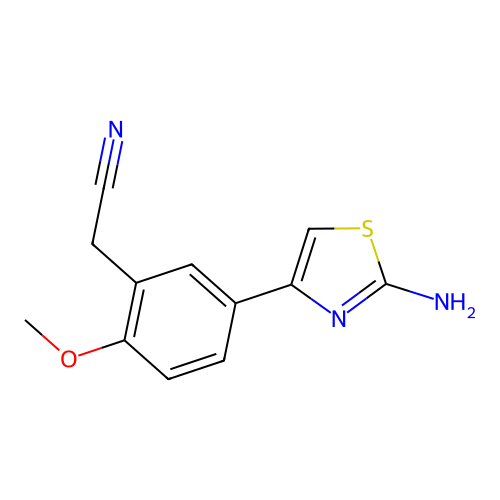 2-[5-(2-Amino-1,3-thiazol-4-yl)-2-methoxyphenyl]acetonitrile structure