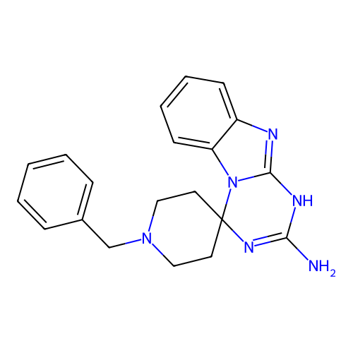 1-benzyl-10'H-spiro[piperidine-4,4'-[1,3,5]triazino[1,2-a]benzimidazol]-2'-amine structure