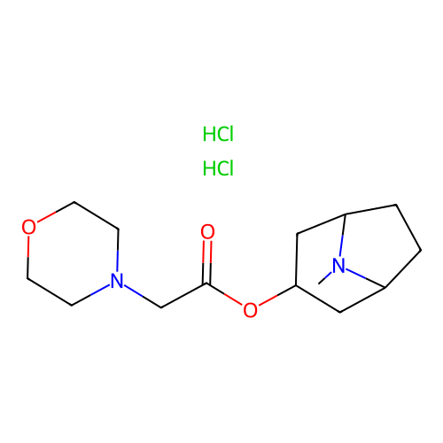 4-Morpholineacetic acid, 8-methyl-8-azabicyclo(3.2.1)oct-3-yl ester, dihydrochloride, exo- structure