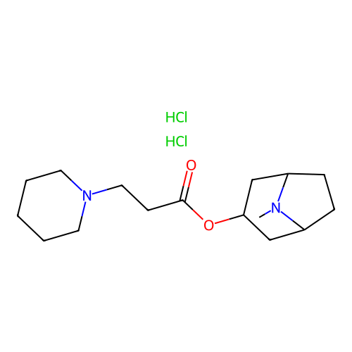 1-Piperidinepropanoic acid, 8-methyl-8-azabicyclo(3.2.1)oct-3-yl ester, dihydrochloride, exo- structure