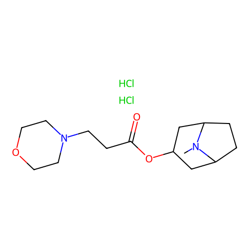 4-Morpholinepropanoic acid, 8-methyl-8-azabicyclo(3.2.1)oct-3-yl ester, dihydrochloride, exo- structure