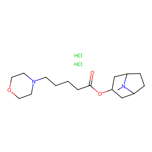 4-Morpholinepentanoic acid, 8-methyl-8-azabicyclo(3.2.1)oct-3-yl ester, dihydrochloride, exo- structure