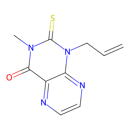 1-allyl-3-methyl-2-thioxo-2,3-dihydro-4(1H)-pteridinone structure