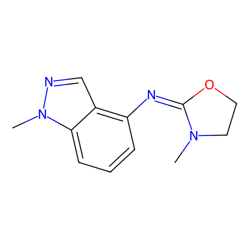 1-Methyl-N-(3-methyl-2-oxazolidinylidene)-1H-indazol-4-amine structure