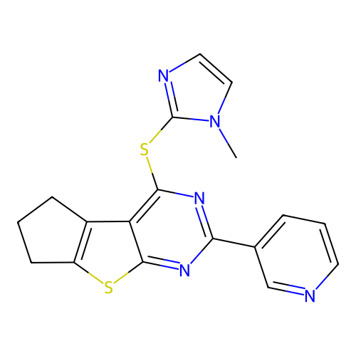 12-[(1-methyl-1H-imidazol-2-yl)sulfanyl]-10-(pyridin-3-yl)-7-thia-9,11-diazatricyclo[6.4.0.0^{2,6}]dodeca-1(12),2(6),8,10-tetraene structure