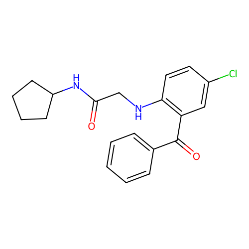 2-[(2-benzoyl-4-chlorophenyl)amino]-N-cyclopentylacetamide structure