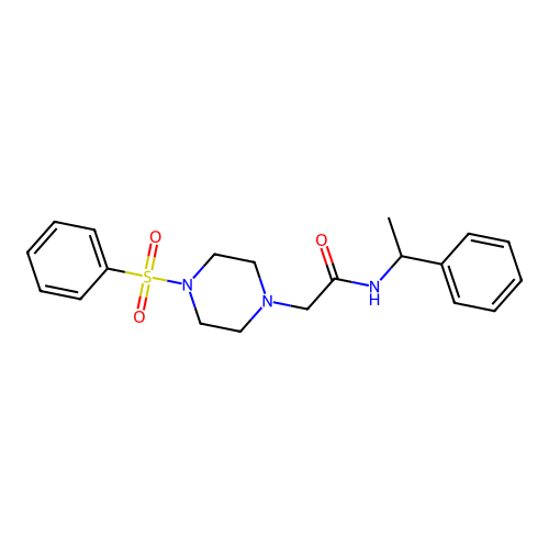 2-[4-(benzenesulfonyl)piperazin-1-yl]-N-(1-phenylethyl)acetamide structure