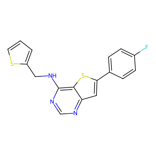 [6-(4-Fluorophenyl)thiopheno[2,3-e]pyrimidin-4-yl](2-thienylmethyl)amine structure