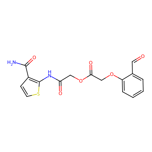 [2-[(3-Carbamoylthiophen-2-yl)amino]-2-oxoethyl] 2-(2-formylphenoxy)acetate structure