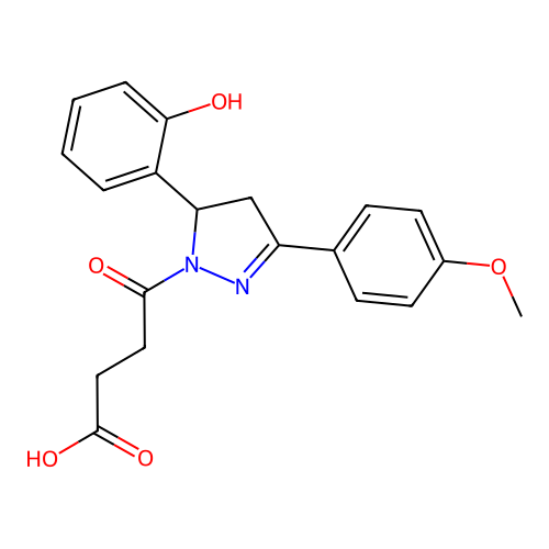 4-[5-(2-hydroxyphenyl)-3-(4-methoxyphenyl)-4,5-dihydro-1H-pyrazol-1-yl]-4-oxobutanoic acid structure