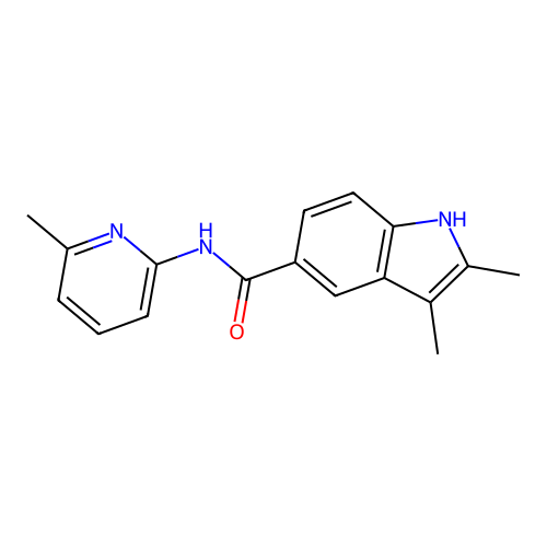 2,3-dimethyl-N-(6-methylpyridin-2-yl)-1H-indole-5-carboxamide structure