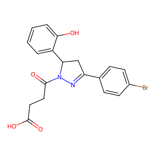 4-(3-(4-bromophenyl)-5-(2-hydroxyphenyl)-4,5-dihydro-1H-pyrazol-1-yl)-4-oxobutanoic acid structure