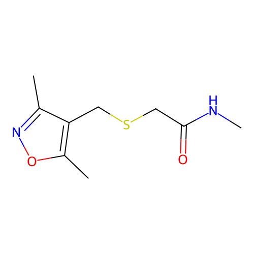 2-(((3,5-Dimethylisoxazol-4-yl)methyl)thio)-N-methylacetamide structure