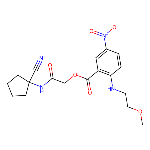 [(1-Cyanocyclopentyl)carbamoyl]methyl 2-[(2-methoxyethyl)amino]-5-nitrobenzoate structure