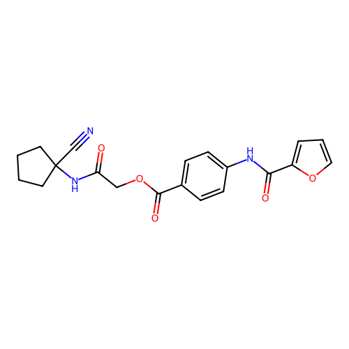 [2-[(1-Cyanocyclopentyl)amino]-2-oxoethyl] 4-(furan-2-carbonylamino)benzoate structure