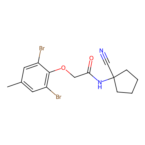 N-(1-cyanocyclopentyl)-2-(2,6-dibromo-4-methylphenoxy)acetamide structure