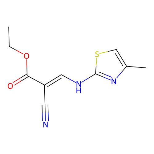2-Cyano-3-(4-methyl-thiazol-2-ylamino)-acrylic acid ethyl ester structure