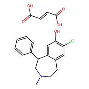 but-2-enedioic acid;(5R)-8-chloro-3-methyl-5-phenyl-1,2,4,5-tetrahydro-3-benzazepin-7-ol structure