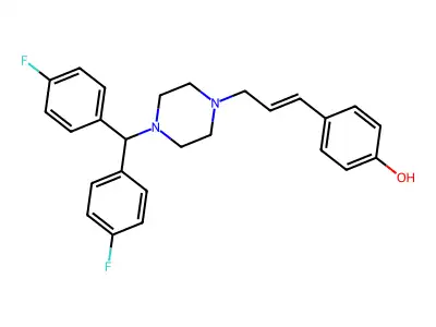 4-[3-[4-[Bis(4-fluorophenyl)methyl]piperazin-1-yl]prop-1-enyl]phenol structure