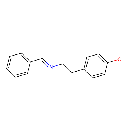4-[2-(Benzylideneamino)ethyl]phenol structure