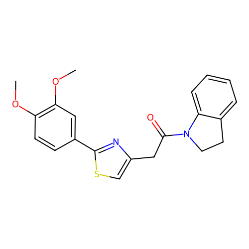 2-(2-(3,4-Dimethoxyphenyl)thiazol-4-yl)-1-(indolin-1-yl)ethanone structure