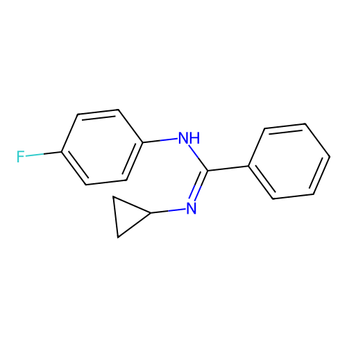 N'-cyclopropyl-N-(4-fluorophenyl)benzenecarboximidamide structure