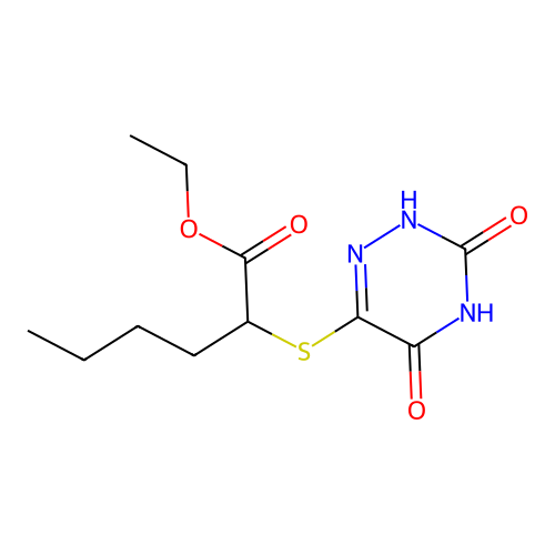 ethyl 2-[(3,5-dioxo-2H-1,2,4-triazin-6-yl)sulfanyl]hexanoate structure