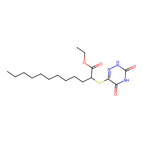 Ethyl 2-[(3,5-dioxo-2,3,4,5-tetrahydro-1,2,4-triazin-6-yl)sulfanyl]dodecanoate structure